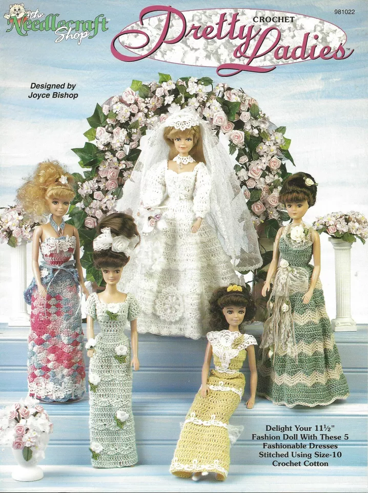 Fashion Doll Pretty Ladies Crochet Barbie Bride Bridesmaid Gowns Wedding Panties - Image 1 of 1