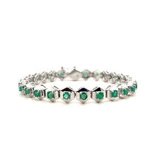925 Sterling Silver Bracelet Natural Green emerald