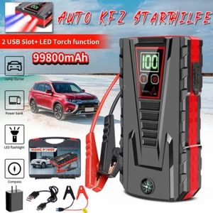99800mAh 12V Auto KFZ Starthilfe Jump Starter 5000A Booster Powerbank Ladegerät - Afbeelding 1 van 16