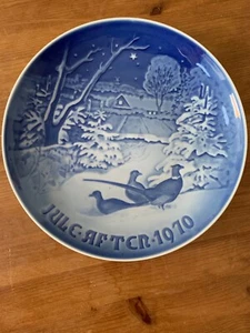 B&G Vintage Kopenhagen Porzellanfasane im Schnee auf Weihnachtsteller - Bild 1 von 2