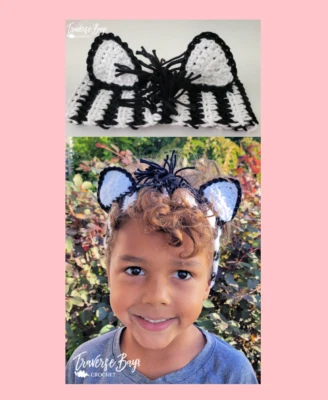 Crochet zebra headband black white animal PATTERN ONLY - Image 1 of 3