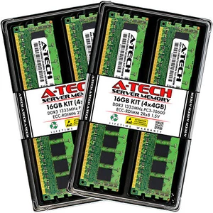 16GB(4X 4GB) DDR3 ECC REG. 2Rx8 PC3 1333 Memory For DELL PowerEdge T310, R310 - Picture 1 of 2