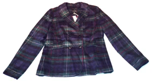 Talbot's Women's Jacket Blazer Double Breasted  Black Green Plaid Italy Sz 6 NWT - Picture 1 of 10