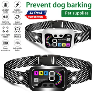 Anti Bark Dog Training Collar Sound Vibrate-Shock Stop Barking Remote LCD USB AU - Picture 1 of 24