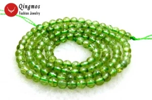3-4mm Round Natural Green Authentic Peridot Loose Beads for Jewelry Making 15" - Picture 1 of 25