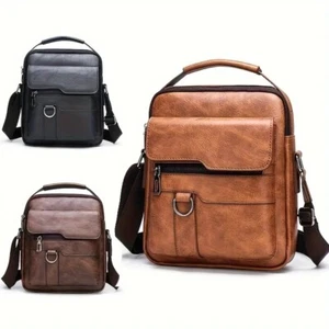 Mens Leather Shoulder Bag Handbag Business Crossbody Bag Briefcase Messenger Bag - Picture 1 of 14