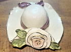 2004 Blue Sky Clay Works Rose Hat Tealight Holder Signed by Heather Goldmine