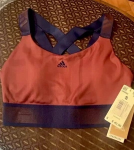 Adidas Believe This Sports Bra Sz Small Blue/Maroon- Accurate Color 2nd + Pics - Picture 1 of 5