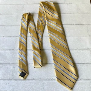 Michael Michael Kors Men's 100% Silk Neck Tie Yellowish Blue Textured Stripe - Picture 1 of 9