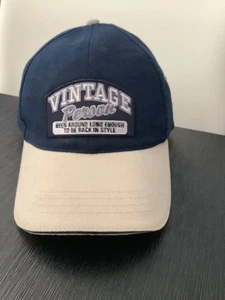 Vintage Person Logo Print Cap Hat Funny Humor Adjustable Blue Two Tone New - Picture 1 of 5