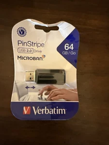 Verbatim PinStripe 64 GB USB  3.2 Gen 1 flash Drive.  new in Package - Picture 1 of 2