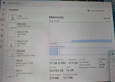 Dell precision 7550 i7-10875H/48GB/512gb+1tb T2000 - Immagine 1 di 4