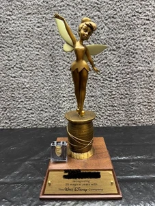 Rare Disney Authentic Bronze Tinker Bell 25-Year Service Award Statue w/ Pin - Picture 1 of 8