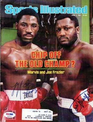Joe Frazier & Marvis Frazier Auto Sports Illustrated Magazine Cover PSA/DNA - Image 1 of 2