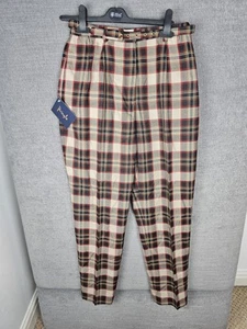 Pringle Red Fawn Cynthia Check Trousers Ladies UK Size 12 - BNWT - Picture 1 of 9