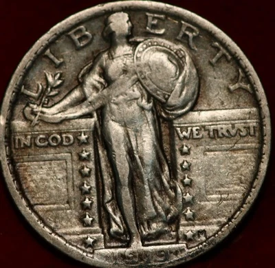 1919 Philadelphia Mint Silver Standing Liberty Quarter - Image 1 of 2