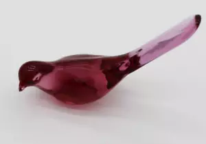 Fenton Kunstglas Cranberry rosa Glücksvogel langer Schwanz gemarkt 1980er - Bild 1 von 6