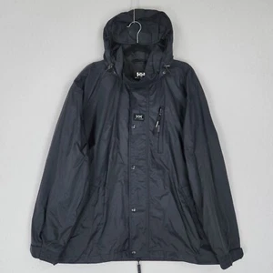 Helly Hanson Jacket Mens XL Black Packable Hooded Windbreaker Full Zip Hellytech - Picture 1 of 16