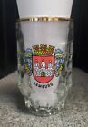 Dimpled Glass .5 Ltr Beer Stein  w/ Hamburg City Crest Made in Germany