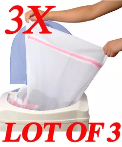 LOT OF 3 LAUNDRY NET MESH WASHING BAG HOSIERY LINGERIE ZIPPER BAG POUCH BASKET - Picture 1 of 5