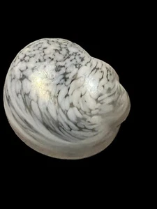 Gorgeous 3” Vintage White Speckled Iridescent Seashell Glass Paperweight - Picture 1 of 7
