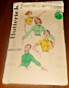 Camicetta vintage modello Butterick 7886 Quick n Easy 40 busto non tagliato completa 9 pezzi - Foto 1 di 2
