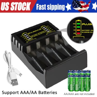 Intelligent Battery Charger 4 Slot For AA AAA NI-CD NI-MH Rechargeable Batteries - Image 1 of 4