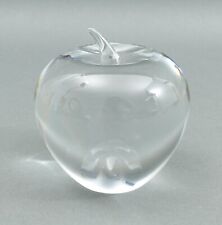 Tiffany & Co. Signed Vintage Crystal Clear Apple Fruit Glass Solid Paperweight