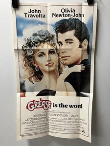 GREASE 1981 Vintage 80’s Topps Giant Pin Up Movie Poster John Travolta Cinema - Picture 1 of 3