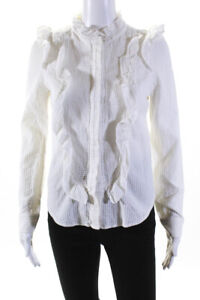Isabel Marant Etoile Womens Ruffle Collar Long Sleeve Blouse White Size 38