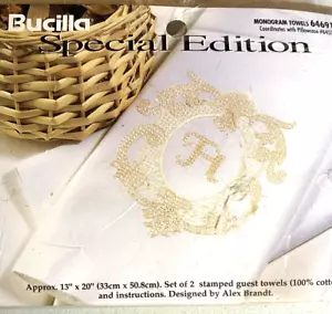 Bucilla Special Edition Monogram Guest Towels (2) 13"x20" 100% cotton. Lovely! - Picture 1 of 2