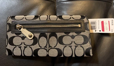 Coach  Bonnie Slim Envelope Wallet Double Zipper Canvas Leather 42606 NWT - Image 1 of 4