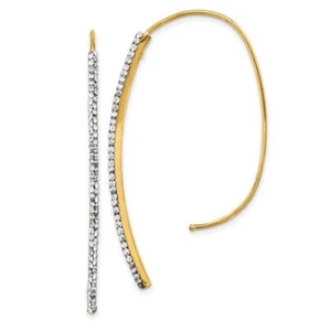 14K Solid Yellow Gold Crystals Threader Dangle Earrings - Picture 1 of 5