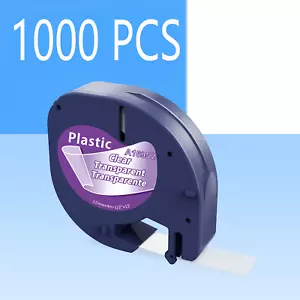 1000PK Compatible Dymo LetraTag 16952 12 mm cinta de plástico transparente LT-100H 100T - Imagen 1 de 6