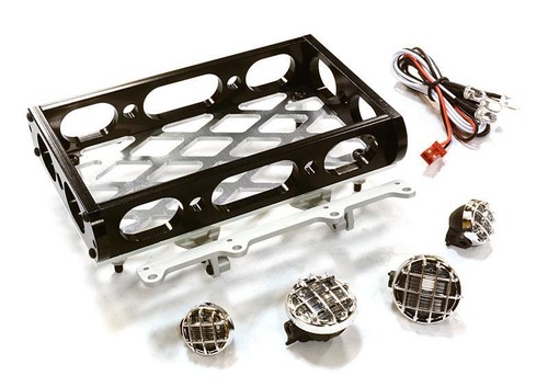 Coffre De Toit Réaliste Integy 1/10 Avec 4 LED - Aluminium 124x107x24mm