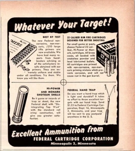 VINTAGE 1952 BUNDESPATRONE CORPORATION MUNITION MINNEAPOLIS MINNESOTA DRUCK ANZEIGE - Bild 1 von 1