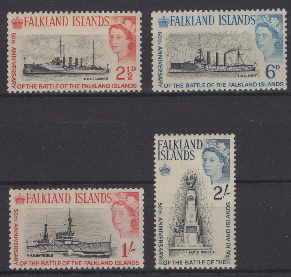 Islas Malvinas 1964. Batalla de las Islas Malvinas. Scott # 150-153. MNH, VF Foto 1 de 1