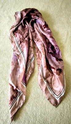 Echo Women's Vintage Scarf Pink Purple Watercolor Silk 26"x26" - Image 1 of 4