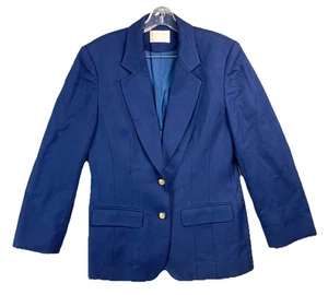 Pendleton Women Medium Vintage Virgin Wool Blazer Blue USA 90s Classic Preppy - Picture 1 of 11