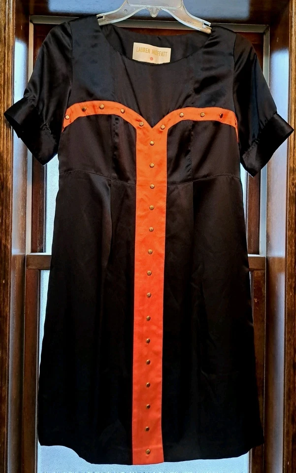 Lauren Moffatt ретро 60-х мод вдохновленный шелк платье ♤ размер 8 ♤ красный / синий Colorblock - Изображение 1 из 4