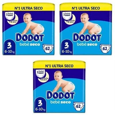 Dodot Pañal Bebé Seco Talla 3 - 124 Unidades | Máxima Absorción - Imagen 1 de 4