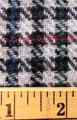 TELA DE SARGA A CUADROS TEJIDA 100 % LANA TWEED vintage de 1+ yarda gris negro pata de gallo Foto 1 de 4