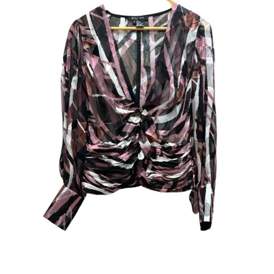 Etcetera 中号紫色丝绸混纺透明衬衫低帮正装上衣 — 第 1/4 张图片