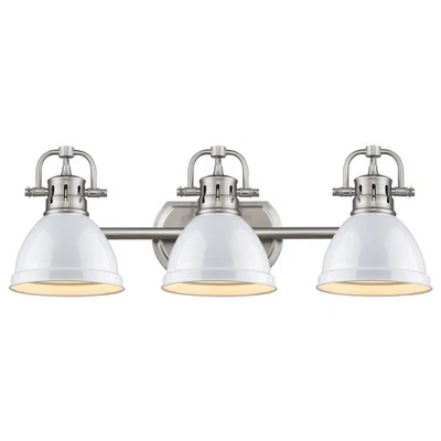 Luz de tocador de baño Golden Lighting 3602-BA3-PW blanca Duncan 3 luces 25" W Foto 1 de 4