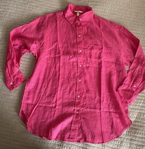 H&M Women’s Bright Pink Linen Shirt, Size L, BNWT - Picture 1 of 10