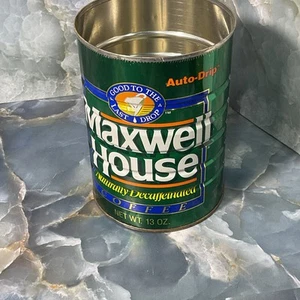 Vintage Green Metal Maxwell House Decaffeinated Coffee Can No Lid Decaf - Picture 1 of 6