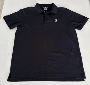 Mens Psycho Bunny Black Polo Short Sleeved Shirt white bunny emblem Size 5 (M) - Picture 1 of 8