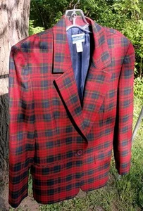 Vintage Pendleton Size 8 Red Tartan Plaid Wool Lined Blazer - Picture 1 of 7