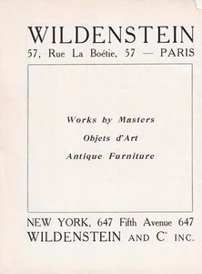 Wildenstein Art Gallery ParisNYC 1931 Print Ad 8"x10" 1 Page Front & Back  Shown - Picture 1 of 2