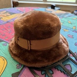 Vintage 60s/70s RARE Jan Leslie Brown Custom Fur Bucket Hat Caribou Austria - Picture 1 of 5